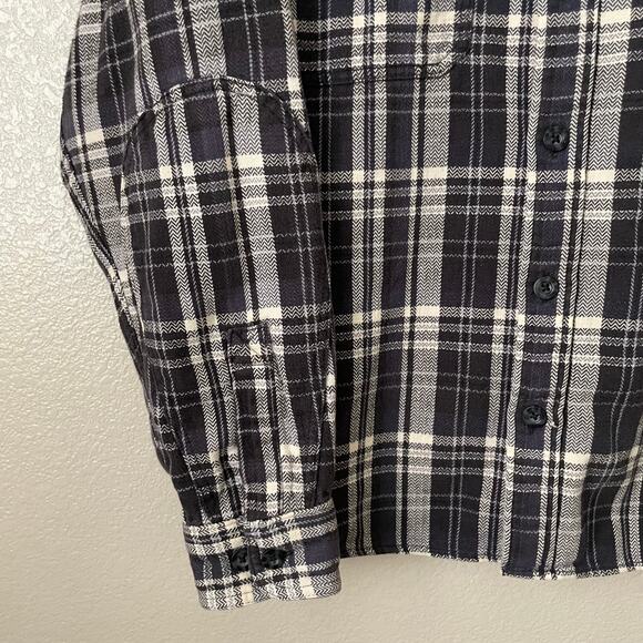 Vintage Woolrich Shirt Mens Large Black Plaid Flannel Elbow Patches Heavyweight - Picture 5 of 12